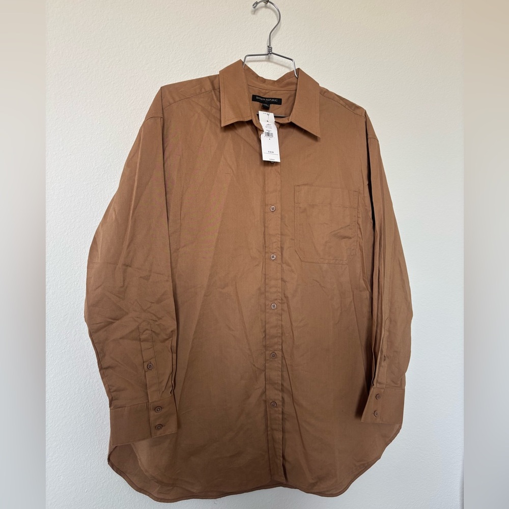 Banana Republic Women's Tan Button Down Shirt